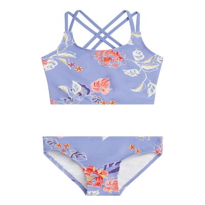 Kanu Surf Girls Waverly UPF 50+ Beach Sport Criss-Cross Tankini Two Piece Swimsuit, Reese Purple, 8 US