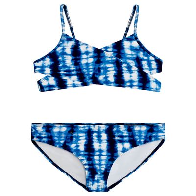 Kanu Surf Girls Coral Reef Beach Sport Wrap Around Bikini 2-Piece Two Swimsuit, Dawn Denim, 6 US