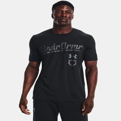 Under Armour Men's Baseball Script SS Loose Grey Short-Sleeve Shirt (L)