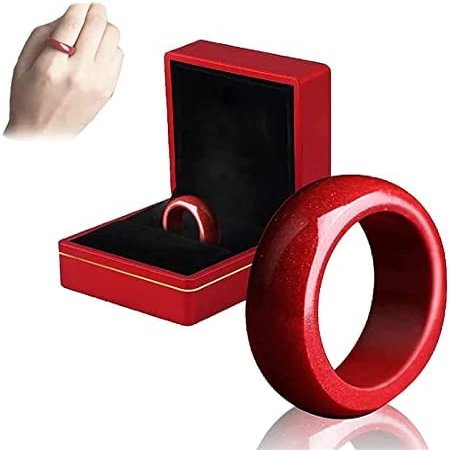 Fengshui Cinnabar Ring, Natural Cinnabar Purple Gold Sand Ring, Elegant Simple Cinnabar Ring, Wealth Protection Good Luck Money Amulet Jewelry, All-match Prime Circles Red Ring, couples rings (18mm)