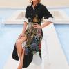 Day of The Dead Skull Rose Humming Bird Shirt Dress Long Sleeve Button Down Dress Casual Loose Maxi Dresses for Women 2XL view 4