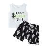 Infant Toddler Baby Boys Summer Outfit Cactus Letter Print Sleeveless Tank Tops T-Shirt+ Shorts Set 2PCS Clothes Set (White, 6-12 Months) view 1