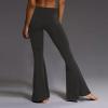Fleece Lined Flare Leggings Women Long Flare Waist Leg Trousers Palazzo Bell Pants Pants Women's High Yoga Bottom Wide Grey view 3