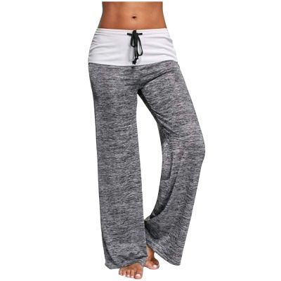 Fleece Lined Flare Leggings Women Petite Patchwork Pants Quick-Drying Pants Wide-Leg Sports Yoga Casual Women's Outdoor Grey