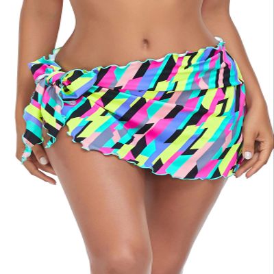 RELLECIGA Women's Neon Striped Swimsuit Cover Up Beach Sarong Bikini Wraps