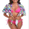 RELLECIGA Women's Neon Striped Swimsuit Cover Up Beach Sarong Bikini Wraps view 3