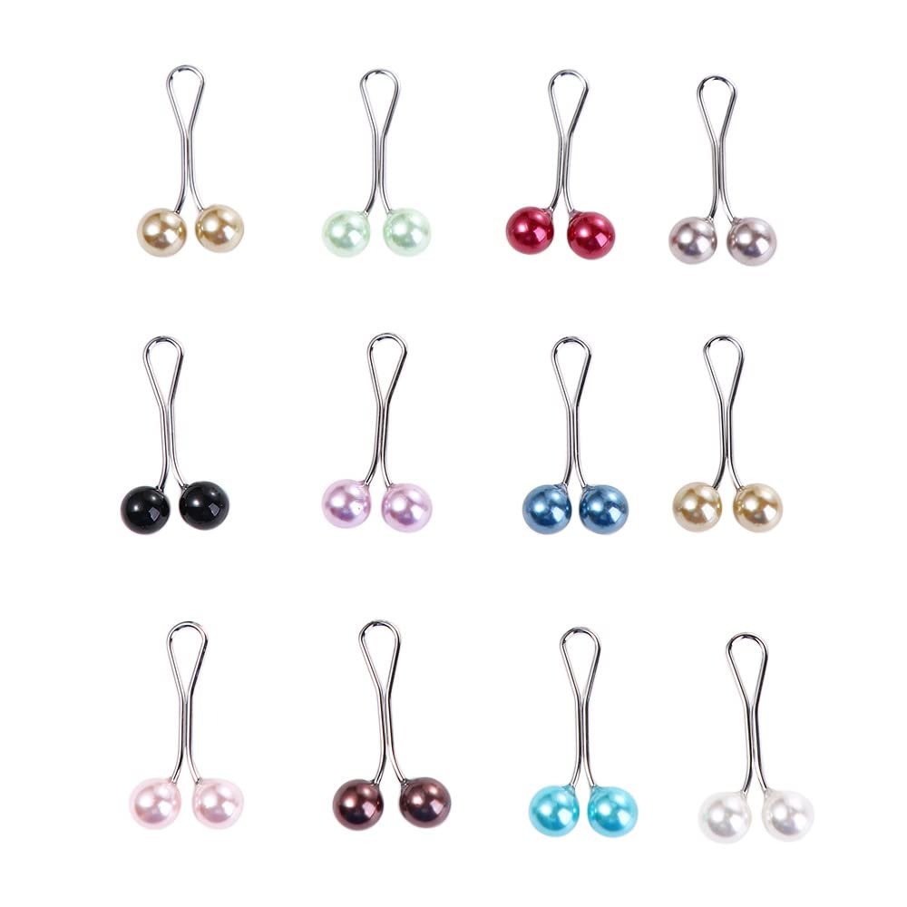 12pcs Multicolor Headscarf Pearl Pins Clips U Shape Hijab Scarf Lady Muslim Scarf Shawl Clips Scarf Brooches Pin Jewelry Accessories