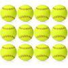 Lewtemi 12 Pcs 11" Softballs Official Size and Weight - Yellow Leather Covered Slowpitch and Fastpitch Training Balls for Youth Practice Games and Drills for Teams and Beginners view 1