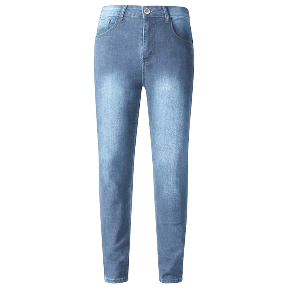 JEsilunmaMY Men's Retro Pencil Jeans Mid Waist Slim Fit Stretch Skinny Denim Pants Washed Distressed Casual Jean Trousers (Light Blue,XX-Large)