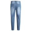 JEsilunmaMY Men's Retro Pencil Jeans Mid Waist Slim Fit Stretch Skinny Denim Pants Washed Distressed Casual Jean Trousers (Light Blue,XX-Large) view 2