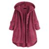 Akivide Button Up Fuzzy Fleece Sherpa Hooded Jacket Coat Warm Winter Long Sleeve Pockets Jacket with Pockets for Women view 1