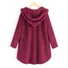 Akivide Button Up Fuzzy Fleece Sherpa Hooded Jacket Coat Warm Winter Long Sleeve Pockets Jacket with Pockets for Women view 2