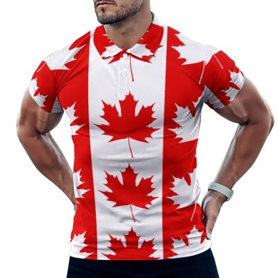 Canadian Maple Leaf Men's Polo Shirt Short Sleeve Casual Pullover T-Shirt Tee Top 5XL