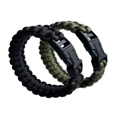 2 Pack Survival Paracord Bracelets 8.5" Tactical Braided Bracelet for Teens Military Gear Army Theme Party Favors