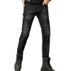 JEsilunmaMY Men's Ripped Biker Jeans Slim Fit Stretch Destroyed Skinny Pencil Jeans Distressed Motorcycle Pleated Denim Pants (Black,28)