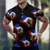 American Eagle USA Flag Men's Polo Shirt Short Sleeve Casual Pullover T-Shirt Tee Top 2XL view 2