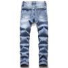 JEsilunmaMY Men's Ripped Denim Pants Slim Fit Regular 5-Pocket Skinny Straight Leg Jeans Distressed Destroyed Jean Trousers (Light Blue,30) view 2