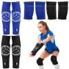 Sosation 2 Set Volleyball Knee Pads and Volleyball Arm Sleeves with Protection Pad Compression Forearm Wrist Guard with Thumb Hole Soft Breathable for Hitting Passing(Black, Blue) view 1