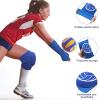 Sosation 2 Set Volleyball Knee Pads and Volleyball Arm Sleeves with Protection Pad Compression Forearm Wrist Guard with Thumb Hole Soft Breathable for Hitting Passing(Black, Blue) view 3