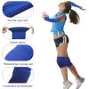 Sosation 2 Set Volleyball Knee Pads and Volleyball Arm Sleeves with Protection Pad Compression Forearm Wrist Guard with Thumb Hole Soft Breathable for Hitting Passing(Black, Blue) view 4