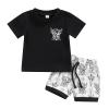 Western Baby Boy Summer Clothes Cow Print Short Sleeve T-Shirt Top Shorts Set 2Pcs Infant Toddler Cowboy Outfits (Black-Cow, 6-12 Months) view 1