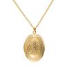 Fuqimanman2020 Vintage Engraved Flower Locket Picture Pendant Necklace Oval Heart Locket Hold Photo Picture Pendant Necklace Memory Jewelry-Oval Gold view 1
