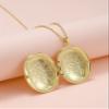 Fuqimanman2020 Vintage Engraved Flower Locket Picture Pendant Necklace Oval Heart Locket Hold Photo Picture Pendant Necklace Memory Jewelry-Oval Gold view 4
