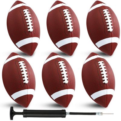 Jerify Composite Leather Footballs Official Size Composite Leather Balls Inflatable Footballs with Pump Bulk for Indoor Outdoor Training and Recreational Play(6 Pcs)