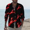Boston Lobster Men's Dress Shirt Regular Fit Shirts Long Sleeve Button Up with Pocket view 2