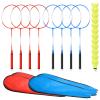 Woanger 8 Pack Badminton Rackets Set Including Badminton Racquets, Nylon Shuttlecocks and Carry Bag for Outdoor Backyard Games Beginners(Red & Blue) view 1