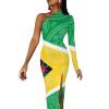 Guyana Paisley Flag Women's Dress One Shoulder Long Sleeve Split Maxi Dress Swing Dress XS view 1