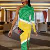 Guyana Paisley Flag Women's Dress One Shoulder Long Sleeve Split Maxi Dress Swing Dress XS view 2