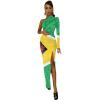 Guyana Paisley Flag Women's Dress One Shoulder Long Sleeve Split Maxi Dress Swing Dress XS view 3