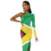 Guyana Paisley Flag Women's Dress One Shoulder Long Sleeve Split Maxi Dress Swing Dress XS view 4