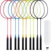 Woanger 10 Pack Badminton Rackets Set with Shuttlecocks Badminton Racquets for Adult and Lightweight Teenagers Shuttlecock Set for Backyard Gym Beach Outdoor Games (Fashion Colors) view 1