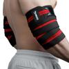 DMoose Fitness Elbow Wraps for Weightlifting (Pair) - 40'' Adjustable Elbow Strap for Gym Workout & Bench Press, Compression Elbow Wraps for Tendonitis & Joint Support, Elbow Sleeve Wrap (Black Red) view 1