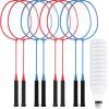 Woanger 8 Packs Badminton Rackets Set with 12 Badminton Racquets for Adult Backyard Gym Beach Outdoor(Blue, Red) view 1