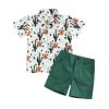 Chloefairy Western Baby Boy Summer Clothes Cow Print Short Sleeve Button Down Shirts Shorts Set 2Pcs Toddler Cowboy Outfits (Dark Green-B, 12-18 Months) view 1