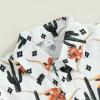 Chloefairy Western Baby Boy Summer Clothes Cow Print Short Sleeve Button Down Shirts Shorts Set 2Pcs Toddler Cowboy Outfits (Dark Green-B, 12-18 Months) view 4