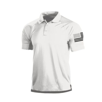 H HYFOL Polo Shirts for Men Graphic Stretch Casual American Patriotic Short Sleeve Raglan Golf Polos for Men(White,XXL)