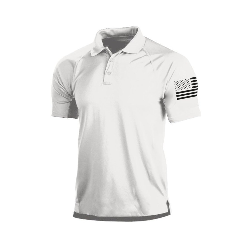 H HYFOL Polo Shirts for Men Graphic Stretch Casual American Patriotic Short Sleeve Raglan Golf Polos for Men(White,XXL)