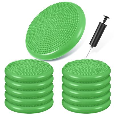 10 Pcs Wobble Cushion Wiggle Seat for Sensory Kid Flexible Seating Promotes Active Learning Improves Student Productivity Stability Inflated Balance Disc Pad with Air Pump for Classroom(Green)