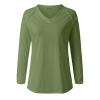 NaRHbrg Womens Long Sleeve V Neck T Shirts Casual Loose Fit Tunic Tops Dressy Casual Cute Blouses Solid Lightweight Tee Shirt Green view 4
