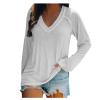 NaRHbrg Womens Long Sleeve V Neck T Shirts Casual Loose Fit Tunic Tops Dressy Casual Cute Blouses Solid Lightweight Tee Shirt White view 1