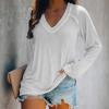 NaRHbrg Womens Long Sleeve V Neck T Shirts Casual Loose Fit Tunic Tops Dressy Casual Cute Blouses Solid Lightweight Tee Shirt White view 2
