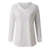 NaRHbrg Womens Long Sleeve V Neck T Shirts Casual Loose Fit Tunic Tops Dressy Casual Cute Blouses Solid Lightweight Tee Shirt White view 4