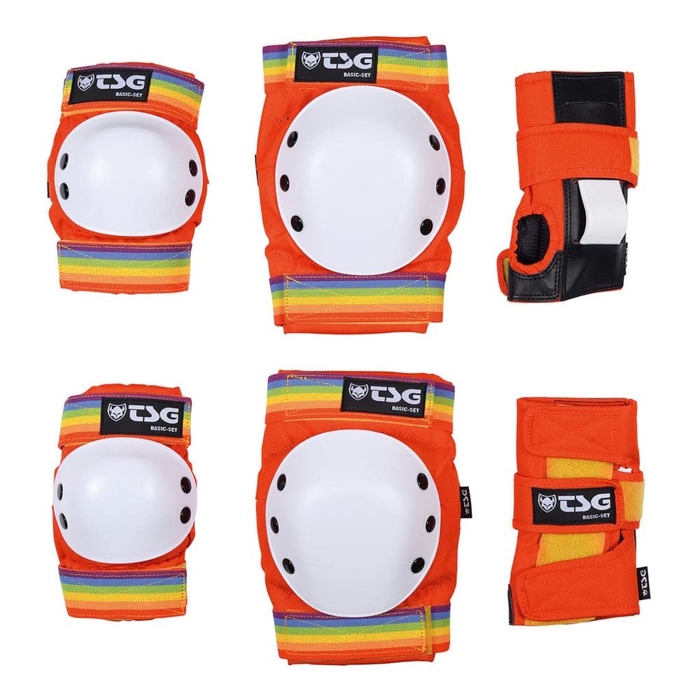TSG Basic All-in-One Skateboard Protection Set - Knee Pads, Elbow Pads, Wrist Guards, EVA Cup Foam, PE Caps, Hardshell Protection, Pre-Shaped, Horseshoe, Pull-Over Design
