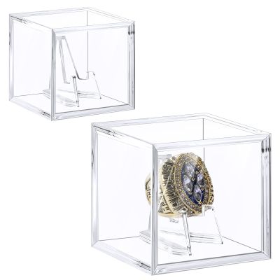 Foboull Championship Ring Display Case, Acrylic Display Box and Holder for Super Bowl, Championship, and Baseball Rings, for Collectors and Enthusiasts, 2pcs