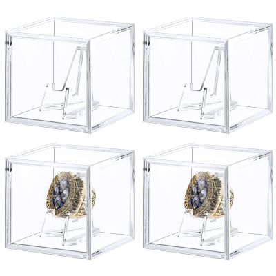 Foboull Championship Ring Display Case - Acrylic Display Box and Holder for Super Bowl, Baseball Rings - 4pcs