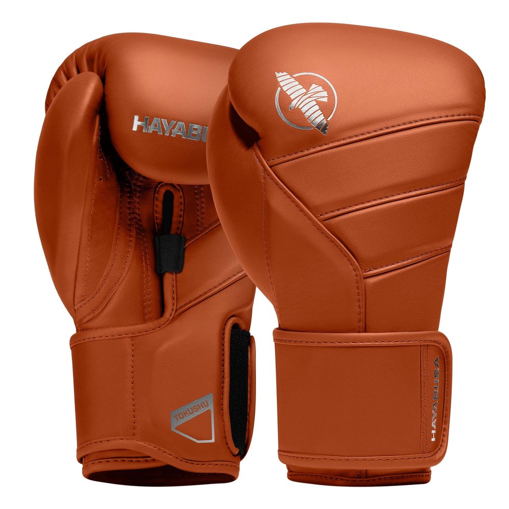 Hayabusa T3 Kanpeki Leather Boxing Gloves Men and Women for Training Sparring Heavy Bag and Mitt Work - Clay Orange, 16oz